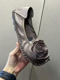 Casual Shoes Birkuir Retro Flower Women Loafers Big Soft Soles Low Heel Luxury Flats Elegant Genuine Leather Ladies