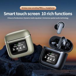 2024 Newest ANC Wireless Earphones LED Smart Touch Screen Multi-Funitons Bluetooth Headphones Active Noise Cancellation HiFi Stereo Sound TWS Earbuds YW05