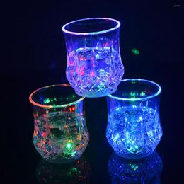 Party Decoration LED Automatic Flashing Cut-glass Style Cup Multi-color Light Up Mug Wine Beer Glass Whisky Drink Bar Club Christmas