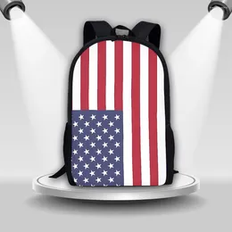 Backpack Coloranimal American Flag Print Children Design Zipper Lightweight School Bag Women's Large Capacity Casual Breathable