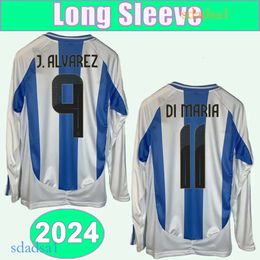 2024 DI MARIA Long Sleeve Soccer Jerseys MARTINEZ ROMERO DE PAUL ALLISTER J.AAREZ TAGLIAFICO Home Football Shirts Short Uniforms