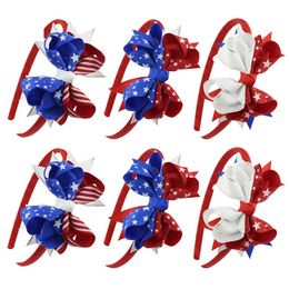 Children's US Flag Hair Sticks American Independence Day Bow Hair Hoops Swallowtail Headwear National Day gifts kids Hair Accessories Plastic Headband