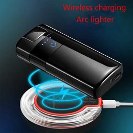 Lighters Intelligent wireless charging laser induction electric USB light metal outdoor windproof pulse plasma double arc light mens gift Q240522