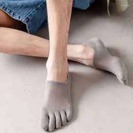 Men's Socks Summer Cotton Five Finger For Men Anti-slip Silicone Invisiable Boat Business Toed Breathable Short