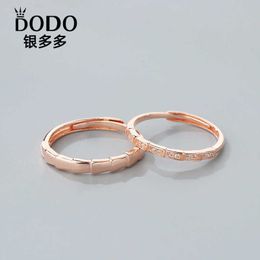 Bu Rings Personalised Design Ring S925 Sterling Silver Snake Bone Bamboo Joint Couple Korean Edition Simple Mens and Womens Rose Gold Light Lu