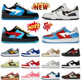 Fashion Designer BapeShoes Casual Shoes Low OG Original Patent Flat SK8 Stas Camouflage Trainers Luxury Womens Mens Shark Red Face Silver Platform Leather Sneakers