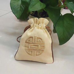 Storage Bags No. HTB-10 Classical Chinese Style Small Cloth Silk Bag Draw Rope Pull Type Cotton And Linen For Contain Jewelry