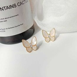Fashionable and Versatile Earring Accessories Vaned Earrings S925 Silver Needle Butterfly Earrings Elegant and Simple Style Shell Earbone with original logo NNSZ