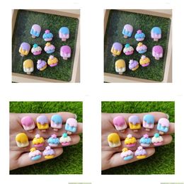 Decorative Flowers Wreaths Cute Mini Popsicle Ice Cream Cakes Flat Back Resin Cabochons Scrapbooking Diy Jewellery Craft Decoration Acce Dh3Rp