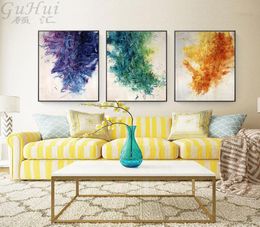 Nordic Modern Watercolour Abstract Purple Green Orange Canvas Painting Oil Painted Wall Picture Art Poster Home Living Room Decor1283936