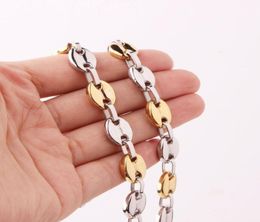 Chains Men039s Silver Gold 316L Stainless Steel Coffee Bead Bean Chain Necklaces Women Fashion Jewelry Choker Party Gift 16409406594