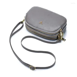 Shoulder Bags Litchi Grain Genuine Leather Crossbody Bag Trend Women Handbag Three Zipper Lady Messenger Female Flap Woman Clutch