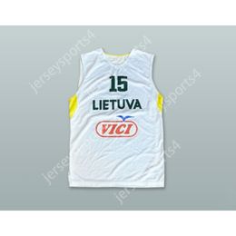 Custom Any Name Any Team DONATAS TAROLIS 15 LIETUVA LITHUANIA WHITE BASKETBALL JERSEY All Stitched Size S M L XL XXL 3XL 4XL 5XL 6XL Top Quality