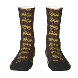 Men's Socks Gold Comedy And Tragedy Theater Masks Harajuku Super Soft Stockings All Season Long Accessories For Man's Woman's