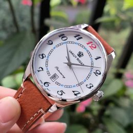 Wristwatches Simple Style 40mm Stainless Steel Sapphire Automatic Watch Men's Japan NH35 Movement White Enamel Dial