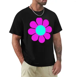 Men's Polos Pink Teal Turquoise Hippie Flower Daisy T-Shirt Heavyweights Cute Clothes For A Boy Boys Whites Slim Fit T Shirts Men