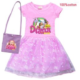 Girl Dresses Kids Diana And Roma Show Clothes Baby Girls Casual Children Halloween Carnival Cosplay Costume Short Sleeve Dress & Bag