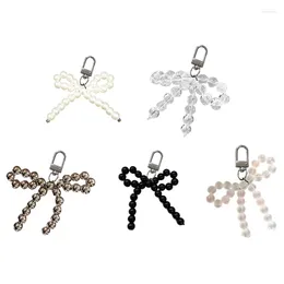 Keychains Bowknot Keychain Pendant Fashionable Beaded Phone Charm For Case Decoration Lovely Women And Girls