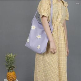 Shopping Bags Women Large Canvas Daisy Handbag Reusable Fashion Grocery Bag Eco Friendly Cloth Shoulder Tote For Ladies
