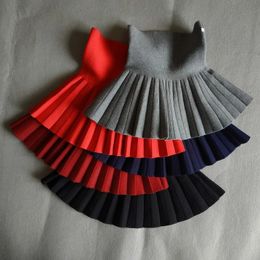 DE PEACH Winter Baby Girls Pleated Skirts Infant Kids Princess High Waist Knitted Mini Tutu Skirt Children Clothes 2-12Years 240508