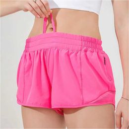 l shorts de baixo aumento de baixa respiração de ioga rápida respirável esportes embutidos esportes curtos zípers laterais laterais de zíper, bolsões de moletom com calça contínua com descrição contínua