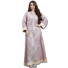 Ethnic Clothing Dubai Abaya Luxury Robe Muslim Women Kaftan White Mesh Beaded Embroidered Dress Femme Morocco Jalabiya Arabic Islam