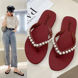 Slippers Beach Shoes Flat Rubber Flip Flops Glitter Slides Low String Bead Slipers Women Sabot Hawaiian Jelly 2024 Scandals Rome