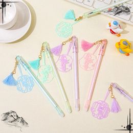 Wholesale Creative Small Fresh Fan Tassel Pendant Erasable Neutral Pen Student High Appearance Kawaii School Supplies