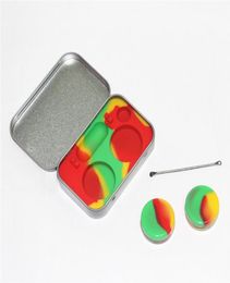 Stash dab tool 25ml silicone dab containers silver black tin case whole pot holder storage oil bho extractor accept custom lo6499525