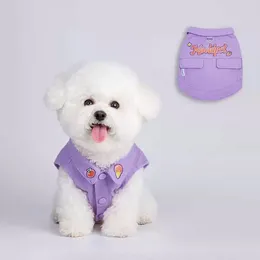 Dog Apparel Embroidery Sleeveless Jacket Clothes Kawaii Purple Vest Small Dogs Clothing Cat Korean Fashion Summer Pet Products