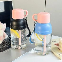 Water Bottles Clear Children Straw Bottle Portable Large Capacity Leakproof Drinking Cup With Lid 650ml Kawaii Kettle