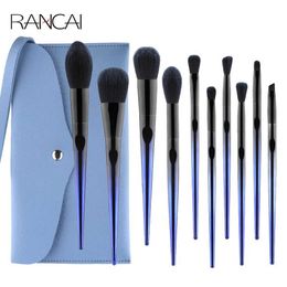 Makeup Brushes RANCAI 10 Piece Makeup Brush Navy Advanced Synthetic Hair Basic Blending Brush Tool Powder eye shadow Cosmetic Set Q240522