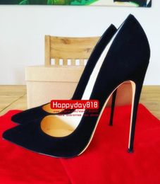 Mode Frauen Pumpen schwarze Wildleder speicherte Zehen High Heels Schuhe High Heels für Frauen Stiletto Heels Designerpumpen 12cm7017405