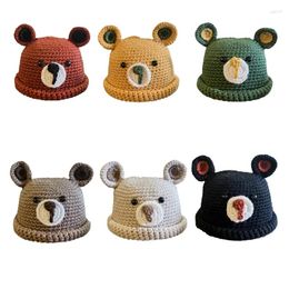 Berets Bear Ears Knit Hat All-match Crochet Beanie Gift For Halloween Xmas Year Dropship