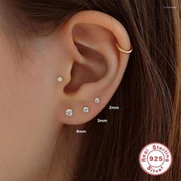 Stud Earrings CANNER 3pcs/set Bling Zircon Earring 925 Sterling Silver Cute Mini Heart Star Ear Bone Earlobe Piercing Jewerly