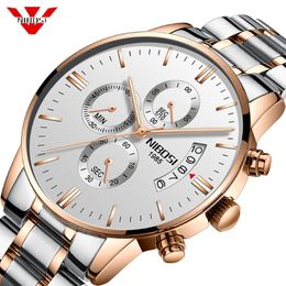 NIBOSI Luxury Top Brand Watches Fashion Rose Gold Elegant Men Watch Waterproof Relogio Masculino Best Quartz Wristwatch for Men 188N