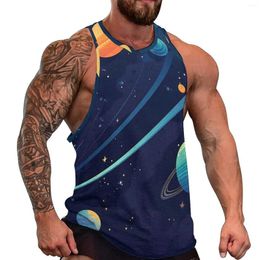 Men's Tank Tops Space Cartoon Top Man's Galaxy And Universe Beach Graphic Training Sportswear Oversized Sleeveless Vests