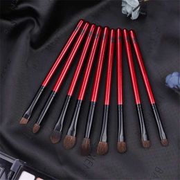 Makeup Brushes Professional 9Pcs Eye Makeup Brush Set Natural Pony Hair eye shadow Smoke Mixed eye shadow Buffer Makeup Pencil concealer Brush Q240522