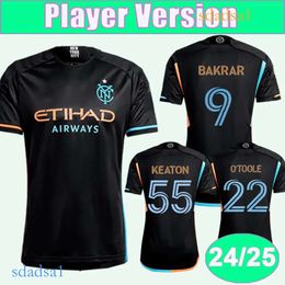 2024 25 New York City FC Soccer Jerseys Player Version Mens BAKRAR S.RODRIGUEZ MIJATOVIC KEATON ILENIC Away Black O'TOOLE Short Sleeve Football Shirts Adult