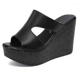 Sandals 11cm High Heel Wedges For Women 2024 Summer Platform Fashion Footwear Red Black White Large Size