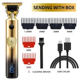 Professional Hair Clipper Rechargeable Cordless Trimmer With Led Display Electric Shaver Barber Cutter 240517