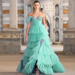 Party Dresses Charming Tiered Ball One Shoulder Gown With The Frill-Layered Maxi Skirt Custom Made Robe De Stretch Prom Formal