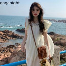 Party Dresses Gaganight Women Heavy Industry Pleated Ruffled Edge Flying Sleeve Dress Women's Summer 2024 Vacation Loose Sweet Short