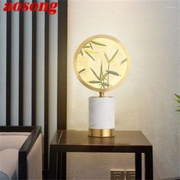 Table Lamps AOSONG Modern Lamp LED Desk Light Brass Luxury Marble Decorative For Bedside Bedroom Living Room Office