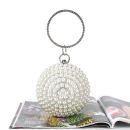 2021 Women Pearl White Handbag Clutch Wedding Bridal Party Prom Purse Evening Bag Bridal Accessories Silver Wraps 2867