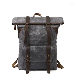 Backpack Rucksack Men Oil Wax Vintage Canvas Waterproof Europe Retro Designer Laptop Backpacks For Travel Leather