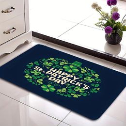 Carpets St.Patrick's Day Themed Rug Green Four-leaf Print Carpet Soft Door Mat For Bedroom Living Room Study Kitchen Corridor Laundry