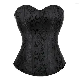 Waist Support Sexy Corsets Bustiers Floral Lace Tops Women Flower Print Vintage Corset Gothic Satin Lingerie Corselet Overbust Plus 6XL