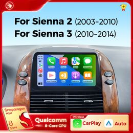 Car dvd Radio For Toyota Sienna 2 2003-2010 Sienna 3 2011-2013 Wireless Carplay Android Auto Multimedia Player WiFi 4G 2 Din