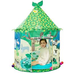 100*135cm Portable Play Kids Forest Tent Children Indoor Outdoor Ocean Ball Pool Folding Cubby Toy Castle Enfant Room House Gift